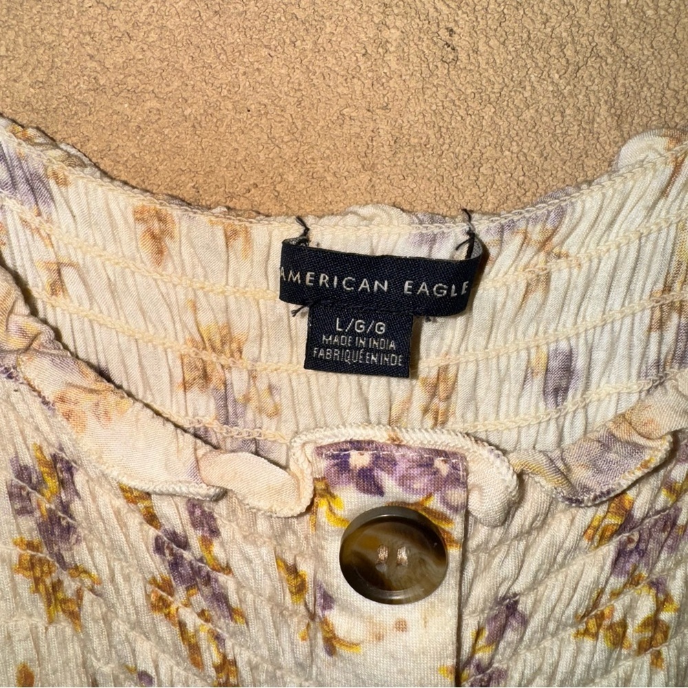 American eagle Floral Button-Down Spaghetti Strap Top cinched - Picture 3 of 6